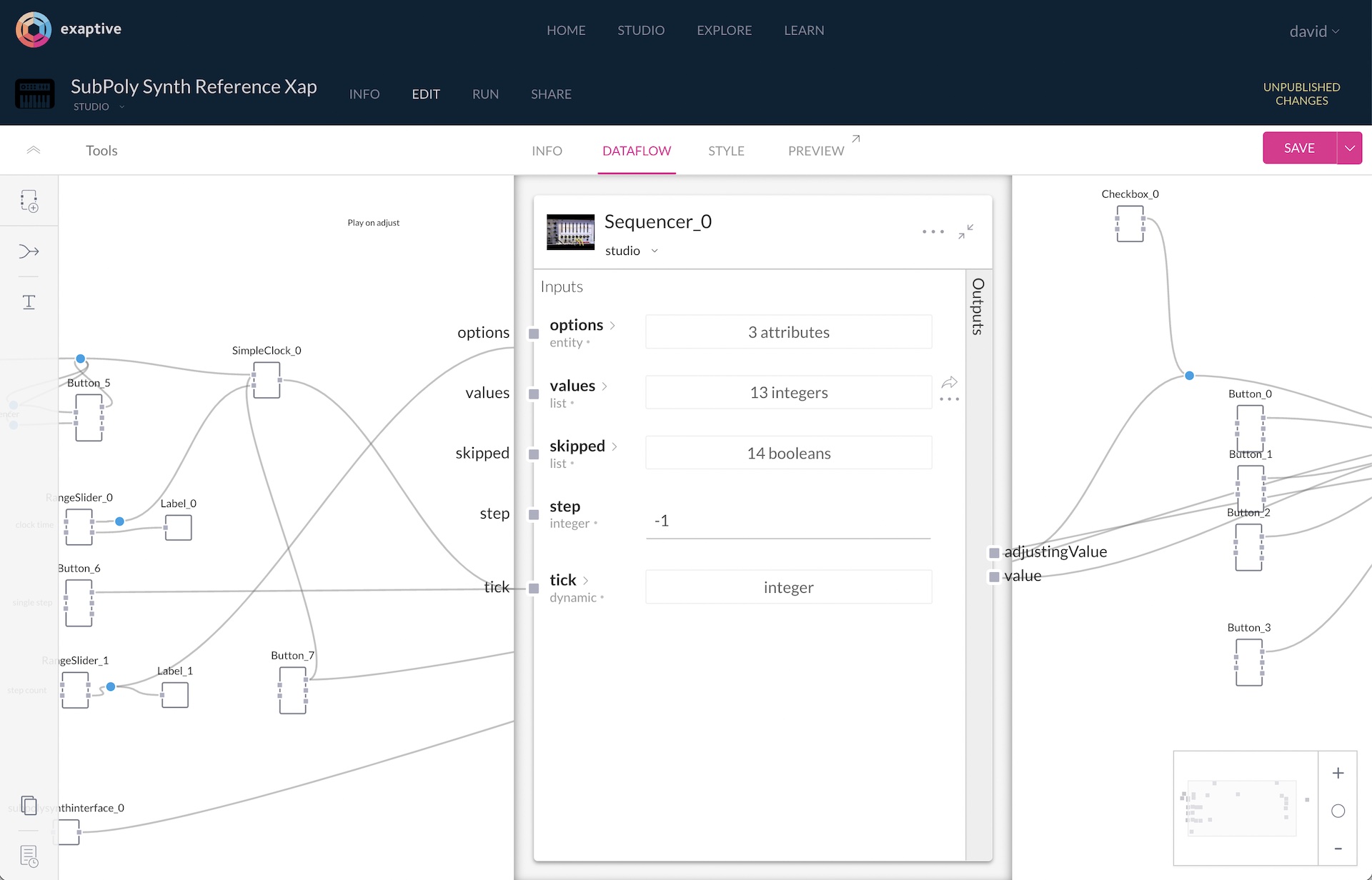 Exaptive dataflow barndoor component expansion ux